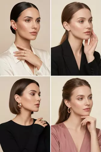 Wo  Set of 6 Rose-Gold-Plated Pear-Beaded Hoop Earrings