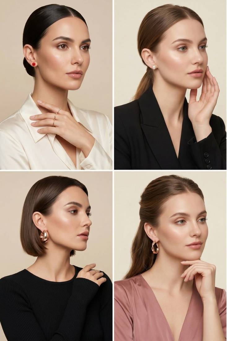 Wo  Set of 6 Rose-Gold-Plated Pear-Beaded Hoop Earrings