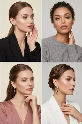 Wo  Set of 6 Rose-Gold-Plated Pear-Beaded Hoop Earrings