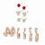 Wo  Set of 6 Rose-Gold-Plated Pear-Beaded Hoop Earrings