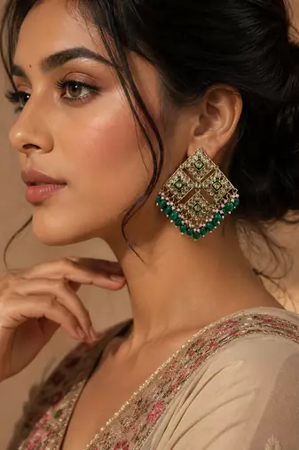 Royal ruby kundan statement earrings