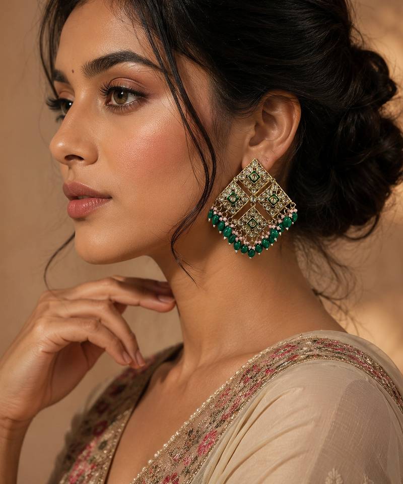 Royal ruby kundan statement earrings
