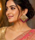 Emerald blossom kundan statement earrings