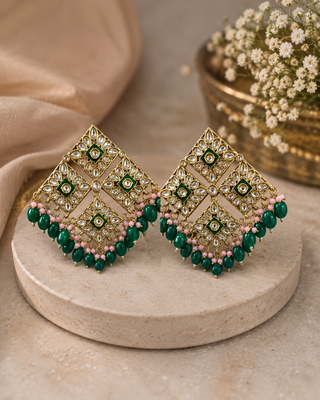 Royal ruby kundan statement earrings 1