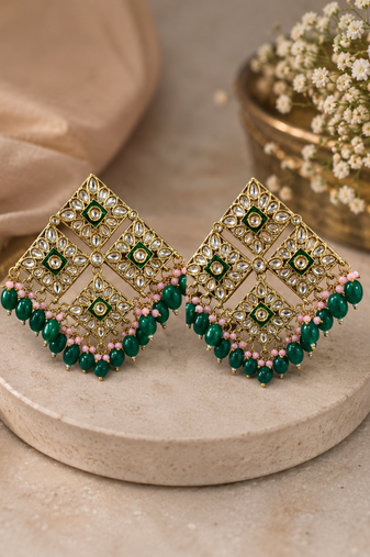 Royal ruby kundan statement earrings