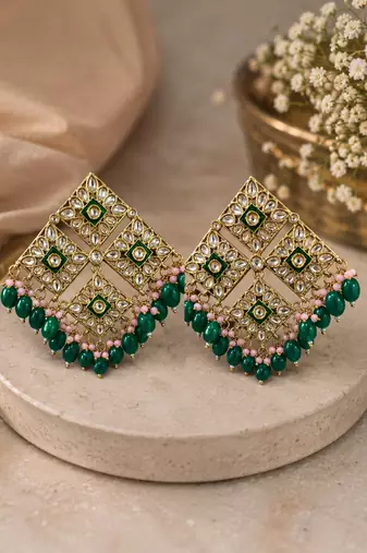 Royal ruby kundan statement earrings