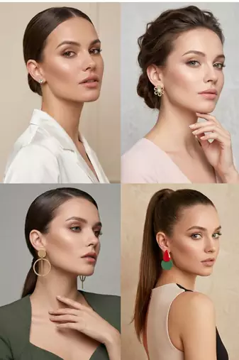 Wo  Set of 6 Gold-Plated Pear-Beaded Fashion Earrings