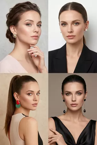 Wo  Set of 6 Gold-Plated Pear-Beaded Fashion Earrings