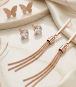   Set of 3 Rose-Gold-Plated Pear-Beaded Earrings