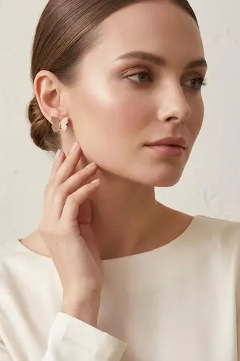   Set of 3 Rose-Gold-Plated Pear-Beaded Earrings