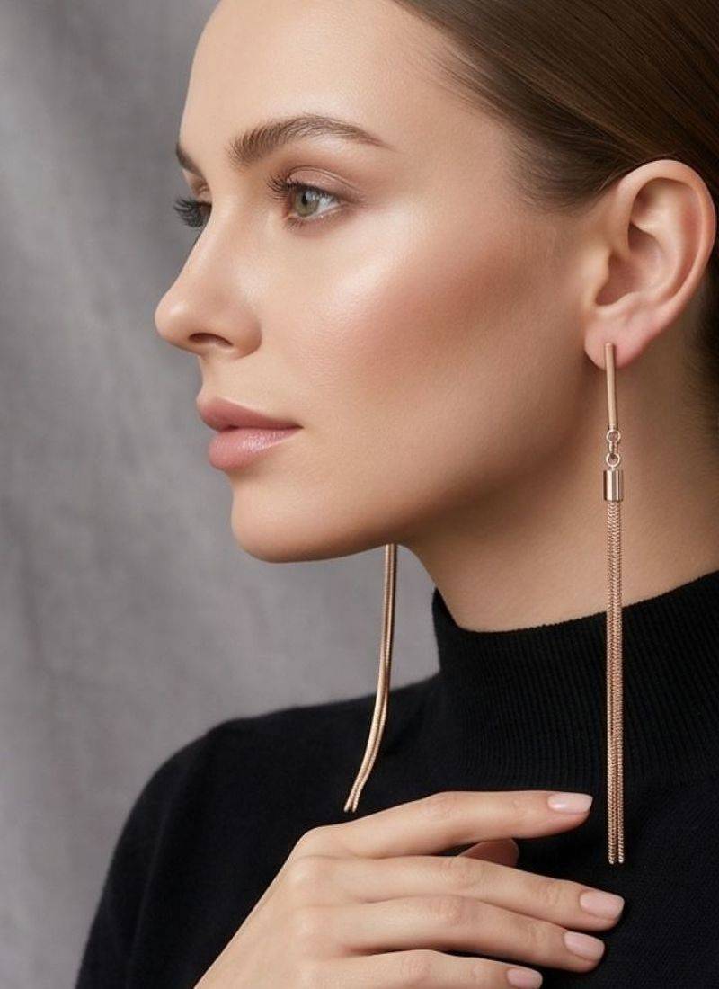 Wo  Set of 3 Rose-Gold-Plated Pear-Beaded Earrings