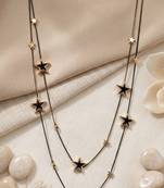   Black Chain Black Star Stylish cz studded layered chain necklace