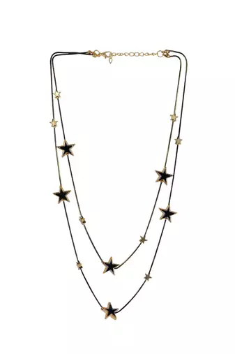   Black Chain Black Star Stylish cz studded layered chain necklace
