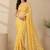 Yellow all over strip n foil prints with premium lace border gorgette saree with unstitched blouse