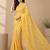 Yellow all over strip n foil prints with premium lace border gorgette saree with unstitched blouse