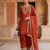 Rust orange embroidered kurta farshi salwar with dupatta