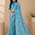 Rama color  all over strip n foil prints with premium lace border gorgette saree with unstitched blouse