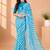 Rama color  all over strip n foil prints with premium lace border gorgette saree with unstitched blouse