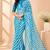 Rama color  all over strip n foil prints with premium lace border gorgette saree with unstitched blouse