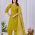 Lime green embroidered roman fabric kurta pant dupatta set