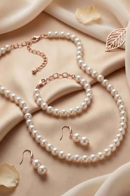 Classic White Pearl Necklace Set with Earrings     Traditional Pearl Necklace Set for Wo  1