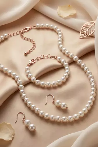 Classic White Pearl Necklace Set with Earrings     Traditional Pearl Necklace Set for Wo 