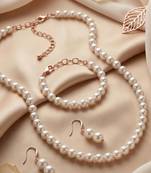 Classic White Pearl Necklace Set with Earrings     Traditional Pearl Necklace Set for Wo 