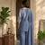 Blue silk embroidered kurta with palazzo and dupatta set