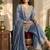 Blue silk embroidered kurta with palazzo and dupatta set