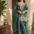 Bottlegreen silk embroidered kurta with palazzo and dupatta set