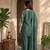Bottlegreen silk embroidered kurta with palazzo and dupatta set