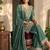 Bottlegreen silk embroidered kurta with palazzo and dupatta set