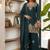 Teal silk embroidered kurta with palazzo and dupatta set