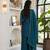 Teal silk embroidered kurta with palazzo and dupatta set