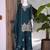 Teal silk embroidered kurta with palazzo and dupatta set