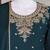 Teal silk embroidered kurta with palazzo and dupatta set