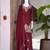Maroon silk embroidered kurta with palazzo and dupatta set