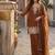 Brown silk embroidered kurta with palazzo and dupatta set