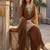 Brown silk embroidered kurta with palazzo and dupatta set