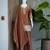 Brown silk embroidered kurta with palazzo and dupatta set
