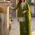Green silk embroidered kurta with palazzo and dupatta set