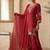 Red roman two tone embroidered kurta with palazzo and dupatta set
