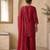 Red roman two tone embroidered kurta with palazzo and dupatta set