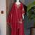 Red roman two tone embroidered kurta with palazzo and dupatta set