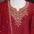 Red roman two tone embroidered kurta with palazzo and dupatta set