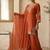 Orange roman two tone embroidered kurta with palazzo and dupatta set