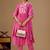 Pink embroidered mul cotton kurta pant dupatta set