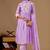 Purple embroidered mul cotton kurta pant dupatta set
