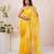 Yellow shaded georgette saree with gota patti jaal work