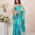 Turquoise blue shaded georgette saree with gota patti jaal work